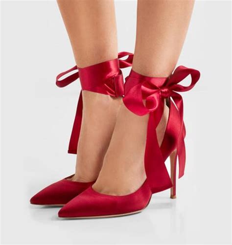 new fall strap bowknot high heels sandals women sexy bowknot pointed toe lace up bow silk satin