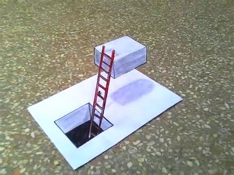 How to draw a hole with a ladder inside. How to Draw a Ladder in a Hole | 3D Drawing | Trick Art on ...