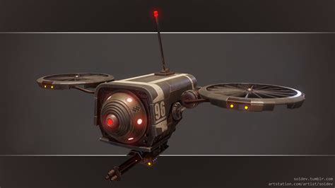3d Model Lowpoly Pbr Sci Fi Military Drone Cgtrader