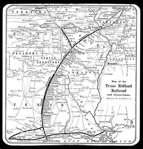 Texas Midland Railroad Company Tex Map Showing Route Circa 1910