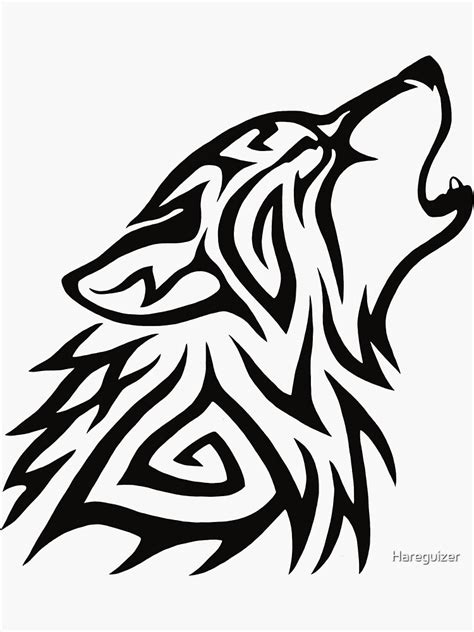 Tribal Wolf Howl Sticker By Hareguizer Redbubble