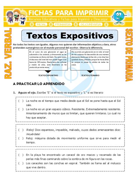 Texto Expositivo Ejercicios Para Imprimir Image To U