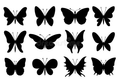 Silhouettes Of Butterfly Stencil Of Moth Wings Or Insects Engraving
