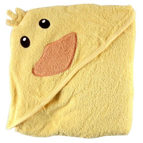 Luvable Friends Baby Unisex Cotton Animal Face Hooded Towel Duck One