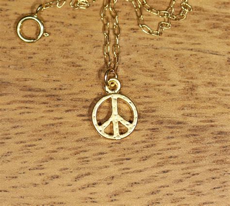 Dainty Gold Peace Sign Necklace Peace Symbol Jewelry Best Etsy