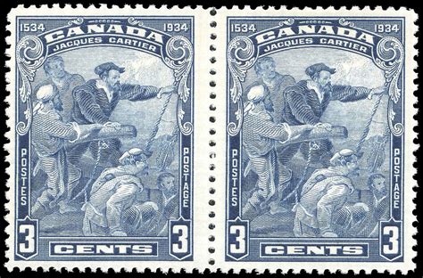 buy canada 208 jacques cartier 1934 3¢ pair 208iv mint fine never hinged iv pair mf