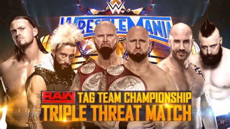 Wrestlemania 33 Raw Tag Team Championship Official Match Card Youtube