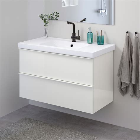 Godmorgon Odensvik Sink Cabinet With 2 Drawers High Gloss White