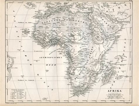 1860 German Vintage Map Of Africa Old Map Of Africa Black Etsy