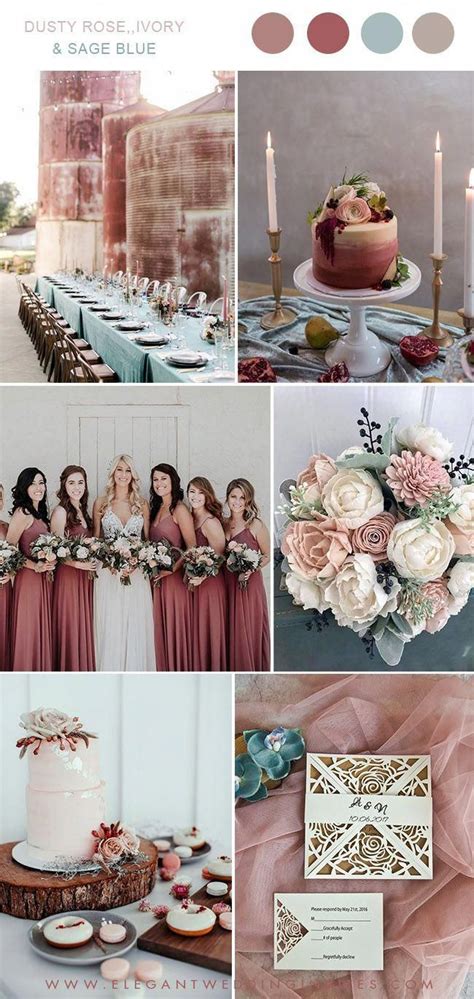 Chic Rustic Dusty Rose And Sage Blue Weddubg Color Palette Ideas