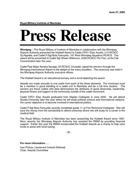 Press Release Format | Business Mentor