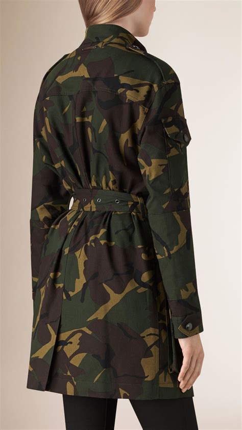 Lyst Burberry Camouflage Print Cotton Field Jacket In Brown