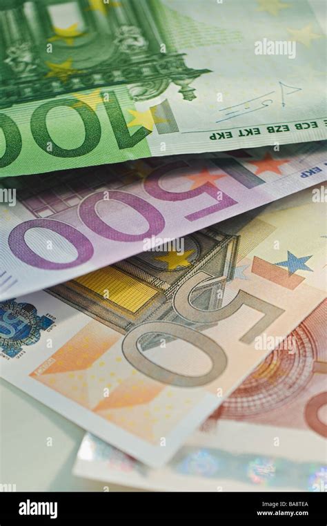 Assorted Euro Notes And Coins Stock Photo Alamy