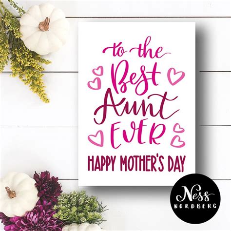 best aunt ever happy mother s day typography pink card sister birthday card happy mothers