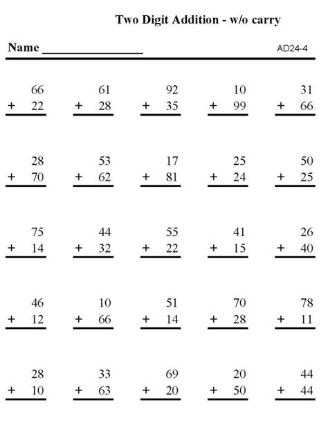 Bluebonkers Practice Math Addition Sheets Addition 2 Digit Numbers P4