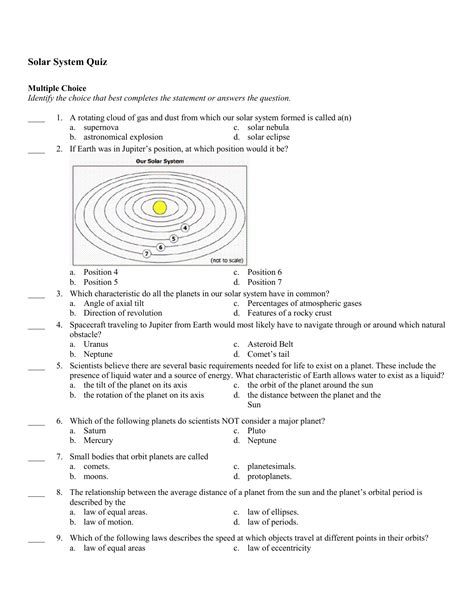 Image De Systeme Solaire Solar System Objective Type Questions