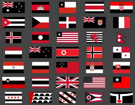 Red White And Blue Flags But The Blue Is Replaced With Black All