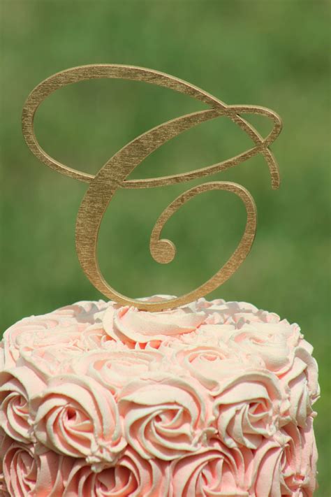 Gold Monogram Wedding Cake Topper Wooden Cake Topper Etsy