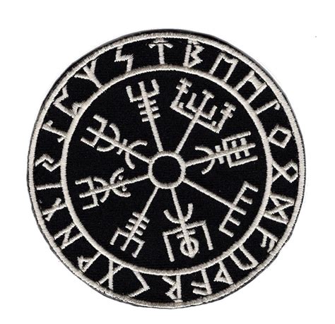 Viking Compass Vegvisir Patch Embroidered Hook White Miltacusa