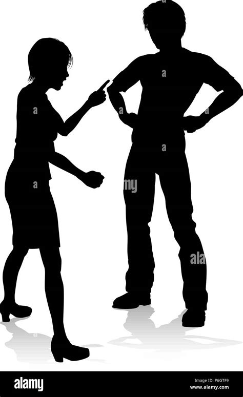 Man And Woman Couple Arguing Silhouette Stock Vector Image And Art Alamy