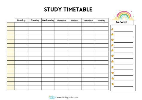 Free Resources Study Planner Printable Study Timetable Template My