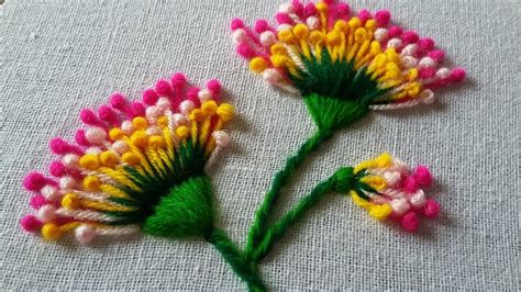 Hand Embroidery Of Flowers With Polan Stitch 38 Youtube