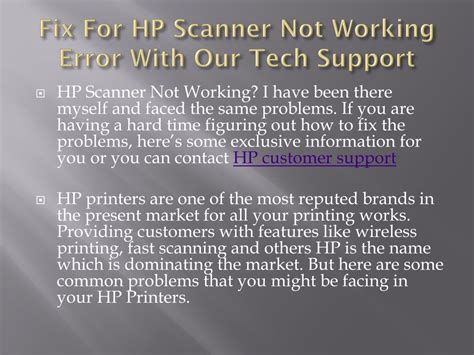 Ppt Steps To Fix Hp Scanner Not Working Error Powerpoint Presentation
