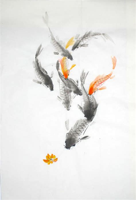 Наш преподаватель Чи Шаотин Japanese Ink Painting Koi Painting