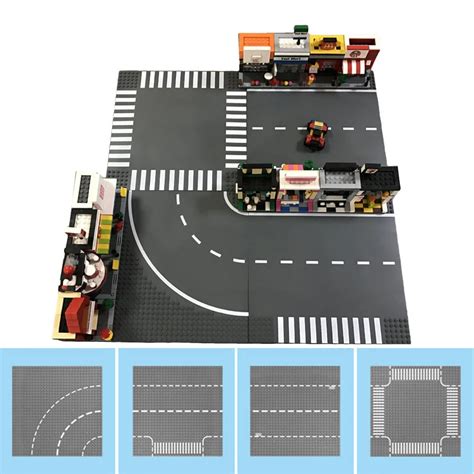 new road plate straight crossroad curve t junction building blocks parts bricks base plate