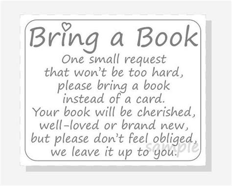 Free Bring A Book Instead Of A Card Printable

