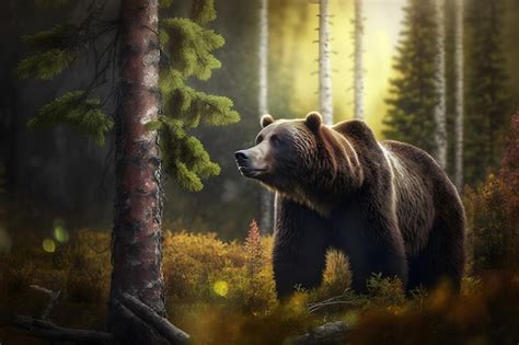 premium ai image grizzly bear in the wild neural network ai generated