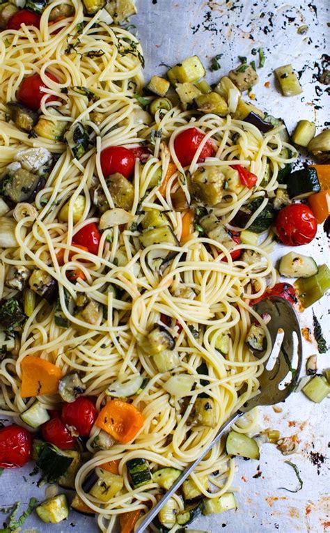 Easy Roasted Vegetable Spaghetti Recipe Vegetable Spaghetti Easy