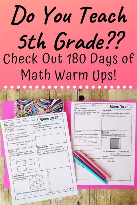180 Days Of Math Warm Ups 5th Grade Edition 5th Grade Math Fifth