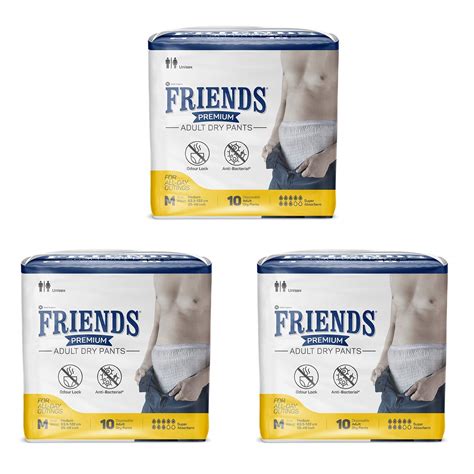 friends premium adult diapers pant style 30 count m with odour lock and anti bacterial