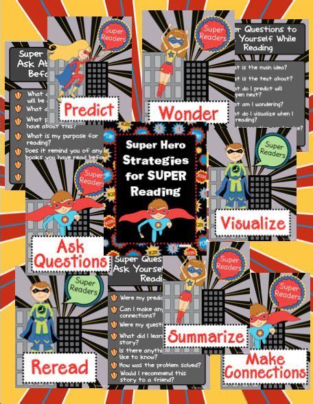 Publishers Kinderglynn Super Hero Reading Strategy Posters Hero