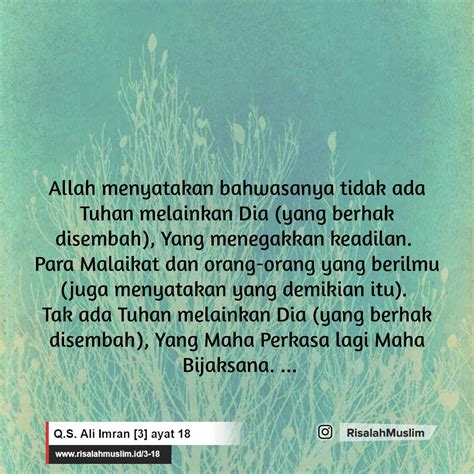 Situs mudah dibaca, cepat dibuka & hemat kuota. Surah Ali Imran ayat 18 QS. 3:18 » Tafsir Alquran (Surah ...