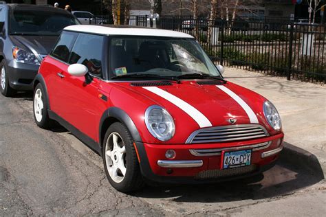 Red Mini Cooper With White Racing Stripes In Minneapolis N