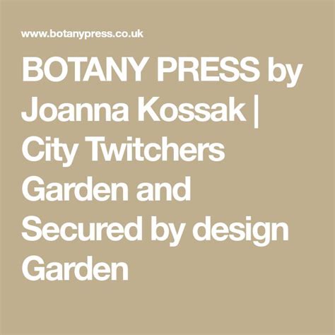 Botany Press By Joanna Kossak