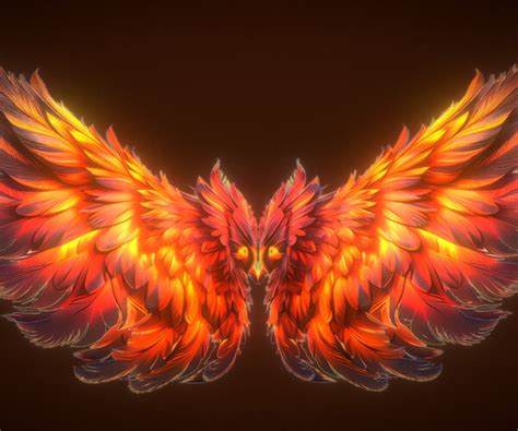 Artstation Animated Phoenix Wings Low Poly 3d Model Game Assets