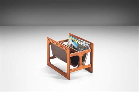 Danish Mcm Magazine Rack In Teak And Leather By Salin Møbler Denmark C