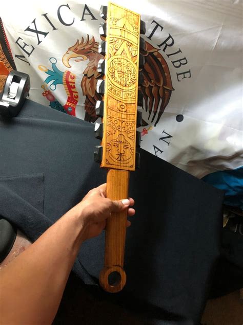 Aztec Macuahuitl Aztec Calendar Tonatiuh Aztec Club Sword Etsy