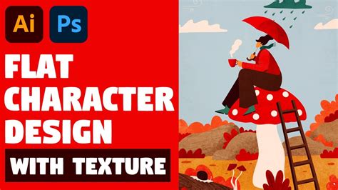 Flat Character Design with texture | Illustrator and Photoshop Tutorial
