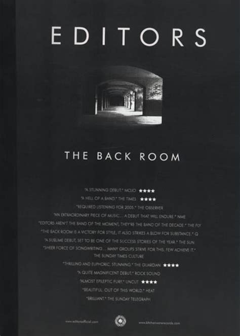 Editors The Back Room Uk Promo Media Press Pack 432406 Press Pack