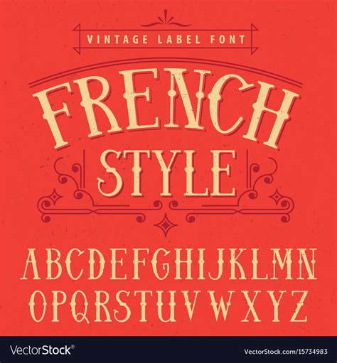 French Style Label Font Poster Royalty Free Vector Image