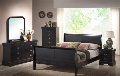 Exquisite youth poster bedroom set: Beautiful New Black Solid Wood Sleigh Bedroom Set ...