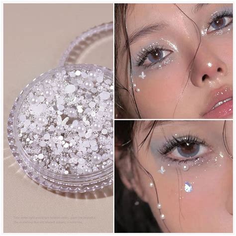 Face Jewels Gems Crystal Self Adhesive Glitter Crafted Pearls Floral