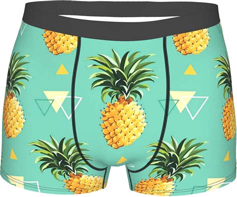 Mens Boxer Briefs Yellow Pineapples On Green Underwear Breathable Boxer