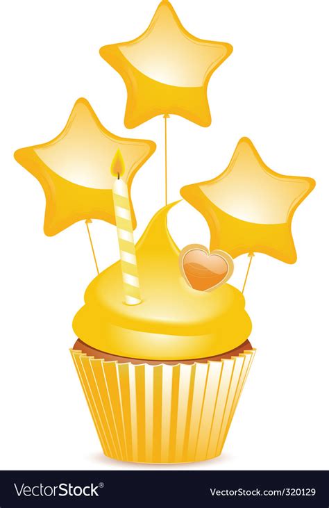 Yellow Birthday Cupcake Royalty Free Vector Image