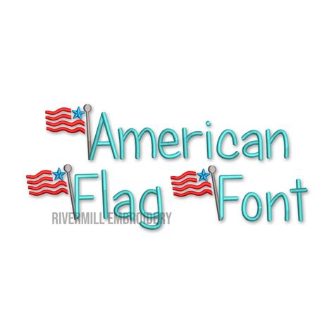 America Usa Flag Patriotic Machine Embroidery Font Alphabet Rivermill