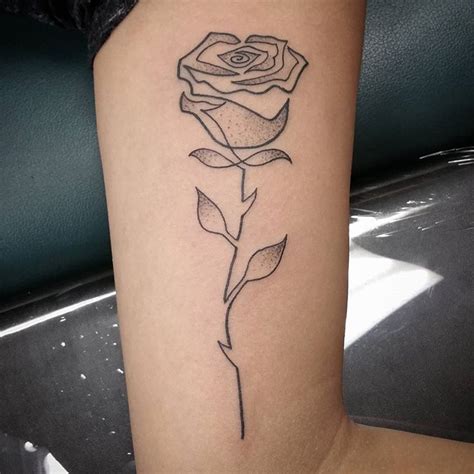 Jadequailart Single Line Rose Tattoo Dot Shading Work Rose Tattoos